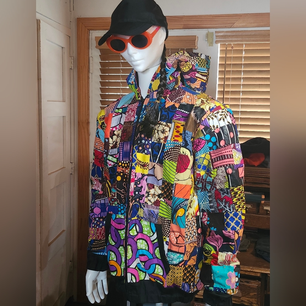 One-Of-A-Kind Custom Handmade Light Patchwork Hoodie Unisex Large NWT